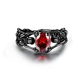 CRWENG Anillo abierto de calavera para mujer, de plata de ley, diseño gótico de calavera negra, anillo de cosplayer, anillo de rock punk, joyería de regalo para mujer, Plata de ley, Zircón