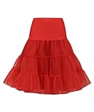 Wikoan Enaguas Cortas para Mujer Vintage Enaguas de 50's Retro Oscilación de 1950 Rockabilly Rojo,M