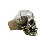 MAGIIE Anillo Calavera Redonda,Anillo de Vampiro Cráneo Anillos Hombres,Anillo Hueso de Muerto,Anillos Grandes de Acero Inoxidable para Hombres (Plata, 22)