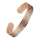 Jeracol - Pulseras magnéticas de cobre para hombres y mujeres, brazalete magnético de cobre 100 % sólido con potentes imanes (cada uno de 3500 Gauss), brazaletes ajustables y caja de regalo de joyería