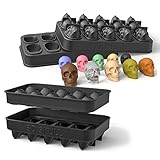 JasCherry Bandejas para Cubitos de Hielo Silicona, 10 Cavidades 3D Cubitos Calavera Molde de sin BPA, Moldes reposteria halloween para Cubo Hielo Calavera para Enfriar Whisky, Vodka, Cócteles y Fiesta