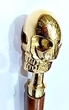 Bastón náutico de latón con diseño de calavera de madera, 3 pliegues