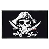 AZ FLAG - Bandera Pirata Sables - 90x60 cm - Bandera con Calavera 100% Poliéster con Ojales de Metal Integrados - 50g - Colores Vivos Y Resistente A La Decoloración