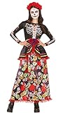 FIESTAS GUIRCA Disfraz de Catrina - Vestido Largo con Estampado Calaveras y Diadema con Flores para Mujer Adulta Talla L 42-44