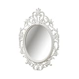LOLAhome Espejo Cornucopia, Ovalado, Decorativo, Espejo de Pared Blanco de Plástico de 53x38 cm