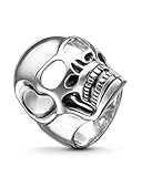 THOMAS SABO Anillo unisex de plata de ley 925 con diseño de calavera, ennegrecido TR1704-001-12, 52,