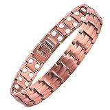 MagEnergy Pulseras de cobre para hombre de 9 pulgadas de eslabones ajustables de cobre puro con imanes de doble fila de 3500 Gauss, regalo de joyería con herramienta de extracción de eslabones, 9