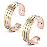 Vicmag Anillos magnéticos de cobre para mujeres y hombres Ultra Strength Magnetic 99,99% cobre sólido puro tamaño ajustable con caja de regalo, Cobre