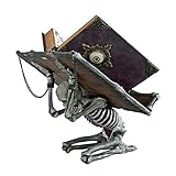 Witches Spell Book on Stand, Ornament de resina en la estantería del cráneo, el libro de hechizos de brujas, el antiguo libro de magia negra, la librería del cráneo, la decoración del interior y la de