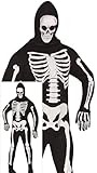 FIESTAS GUIRCA Disfraz de Esqueleto Espeluznante para Hombre - Incluye Mono de Esqueleto con Capucha y Estampado de Calavera - Disfraces de Halloween para Hombre Talla M para Adultos