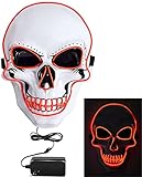 Máscara facial LED Halloween Skull Skeleton Light Up Máscara facial completa Rojo