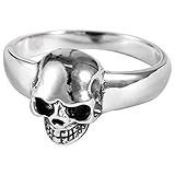 WEISHA Anillo Retro S925 Anillo Punk de Plata Esterlina Anillo de Calavera Retro Masculino Anillo Dominante1, 57mm