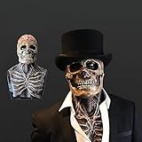 Lanckeli Máscara de Calavera de Halloween con Mandíbula Móvil, Cráneo Espeluznante, Máscara de Látex para Adultos.