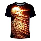Camiseta para hombre con estampado de esqueleto brillante - Camiseta de manga corta con impresión 3D realista | Camiseta de fantasía fresca para festivales y fiestas, Style_x04 Orange, XL