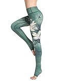 FLYILY Pantalón Deportivo de Mujer,Yoga de Cintura Alta,elásticos y Transpirables para Mujer,Impresión de Fitness Gym Yoga Pantalon(Green,M)