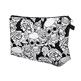 Bolsas de cosméticos para mujer,Bolsa de maquillaje de calavera | Neceser de poliéster impermeable con estampado de calaveras - Bolsas de almacenamiento portátiles multifuncionales con cremallera para