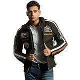 URBAN 5890 Chaqueta Moto Hombre en Cuero 58 Gents | Cazadora de Moto de Piel de Cordero | Armadura Removible para Espalda, Hombros y Codos Aprobada por la CE | Marrón | 3XL
