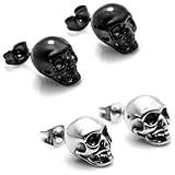 JEYORZY 2 Paires Pendientes Personalizados para Mujer, Calavera Hueca de Pendientes para Hombre, Halloween Carnival Skull Piercing Pendientes de hombre, Para Discoteca, Hip Hop, Punk, Cumpleaños