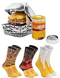 Rainbow Socks - Hombre Mujer Calcetines Food Truck Box Regalo - 3 Pares - Burger Cerveza - Talla 36-40