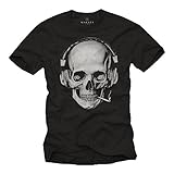 MAKAYA Camisetas Calaveras Hombre - Negro S