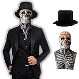 MáScara Calavera De Halloween, DiseñO Realista De Má-Scara Cerebral, MáScara De Terror De LáTex Para Fiestas De MáScaras, Cosplay, Incluye Sombrero De Copa Negro | Perfecta Para Adultos Y Adolescentes