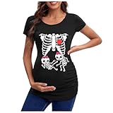 Genérico Camiseta de Maternidad de Halloween 2025 con Calavera Fantasma como Parodia Ropa