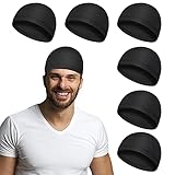 ASTER 6 Piezas Gorra de Calavera Skull Cap Hombre y Mujer Gorra para Correr de Sudor Casco de Ciclismo de Seda de Leche Forrado en Negro