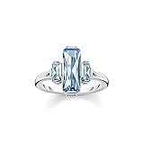 Thomas Sabo Anillo Grandes Piedras Azules Plata de Ley 925 TR2267-009-1-48, 48, Azul Claro