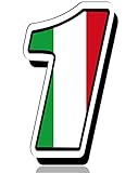Biomar Labs® Número 1 Bandera de Italia Nacional Italy Calavera Vinilo Adhesivo Pegatina Coche Auto Motocross Moto Sport Start Racing Tuning N 311