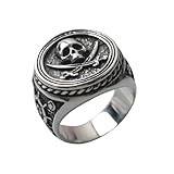 VELESAY Anillos Hombre Acero Inoxidable Anillo Vintage Gótico Calavera Anillo Punk Rock Skull Anillo Biker Cráneo Anillo Calavera Mujer Anillos Joyería Hombre Calavera Anillos US7