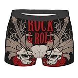 Calzoncillos para Hombre Transpirables y elásticos con Bolsa, diseño de Calaveras y Rosas con Guitarra de Rock and Roll