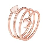 EnerCoppeX Anillos magnéticos de cobre puro para mujer, con 2 imanes, tamaño ajustable, forma de corazón, anillos magnéticos de cobre (oro rosa)
