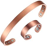 Juego de anillos de pulsera de cobre en blanco simple para mujeres u hombres, para artritis alivio natural para dolor en las articulaciones, regalo de joyería de salud