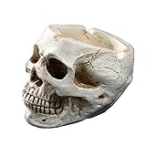 VOANZO Cenicero de resina con calavera humana para decoración de Halloween, calaveras decorativas, esqueletos para accesorios de bar, decoración de habitación para fumadores