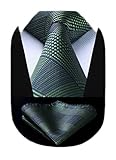 HISDERN Corbatas de Hombre Verde Plaid Houndstooth Modernas Boda Elegante Corbata y Pañuelo Conjunto Moda Clásico Corbatas de Business Partido