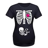 Maternidad Casual Tops Mangas Cortas Embarazadas Esqueleto Ropa Camiseta Mujeres Blusa Maternidad Elegante Blusas Y Damas, Negro , S