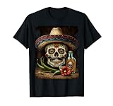 Sombrero mexicano de tequila con calavera de azúcar para hombre y mujer Camiseta