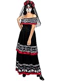 Funidelia | Disfraz de Catrina para mujer Calavera mexicana - Disfraz para adultos y divertidos accesorios para Fiestas, Carnaval y Halloween - Talla L - Negro