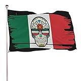 Bandera de México con diseño de calavera de caramelo, banderas divertidas para patio, decoración exterior, 35 x 59 pulgadas