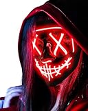 AnanBros Máscara de Halloween con luz LED que brilla en la oscuridad, 3 modos de iluminación para juegos de disfraces, cosplay y fiestas