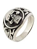 TreasureBay Anillo de plata de ley 925, anillo grueso pulido de calavera de motociclista, anillo de plata para hombre, Plata de ley