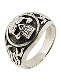 TreasureBay Anillo de plata de ley 925, anillo grueso pulido de calavera de motociclista, anillo de plata para hombre, Plata de ley