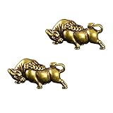 Cabilock Paquete de 2 Adornos de Escritorio de Cobre Dorado con Forma de Becerro Adornos Pequeños Y Elegantes para El Hogar