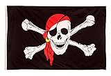 Banderas de aricona – bandera Pirata resistente a la intemperie con 2 ojales de metal - bandera con Calavera 90 x 150 cm