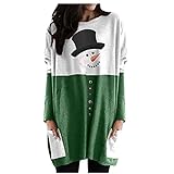 Freenfitmall Vestido casual plisado de manga larga para mujer con estampado de calaveras de azúcar floral Rockabilly vestido de fiesta, verde, XL