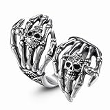 Dishowme Anillo de cabeza de calavera, esqueleto, mano, hueso, nudillos, punk, fantasma, garra, joyería para mujeres, hombres, niñas, fiesta de Halloween, Metal, Sin piedras preciosas