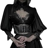 Blusa de malla transparente con ribete de encaje para mujer, longitud corta, gótica oscura, cuello alto, 2025, Negro, L