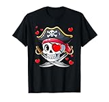 Corazones de San Valentín con forma de calavera de pirata, lindos corazones familiares y niños pequeños Camiseta