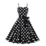 Genérico Vestido Vintage 50 Pin Up Mujer Elegante Lunares Sin Mangas Rockabilly, Vestido Año 20 Mujer Beige, Vestido Rockabilly Pin Up Cocktail Festivales Volantes Básico, Negro , S