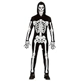 W WIDMANN MILANO Party Fashion - Disfraz Esqueleto, mono con capucha, blanco, brilla bajo luz ultravioleta, disfraz Halloween